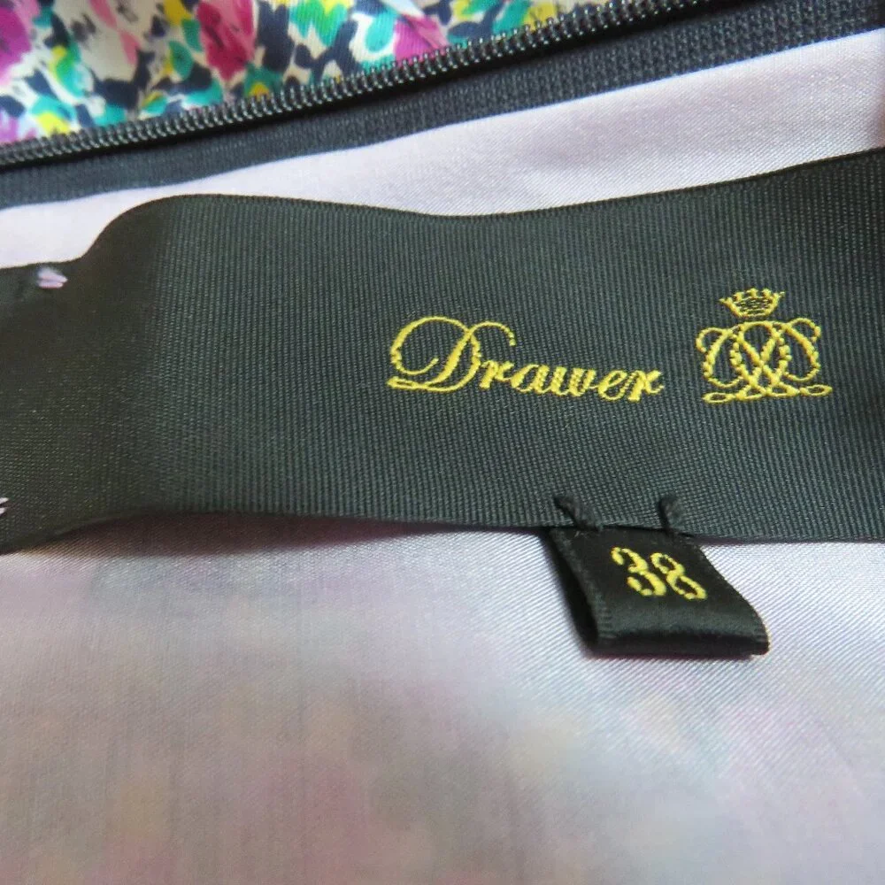 DRAWER JAPAN 100% Silk Ditsy Floral Pink Purple Shift Dress - Size 38 / Medium - Picture 14 of 16